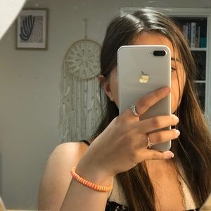 Orange, yellow and pink beaded bracelet